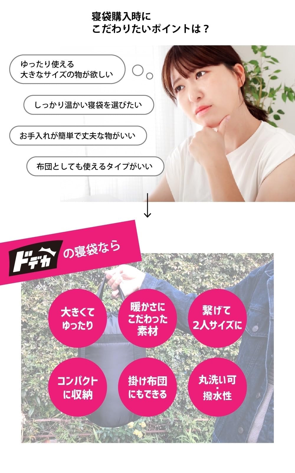 収納時から43倍広がるドデカの寝袋！