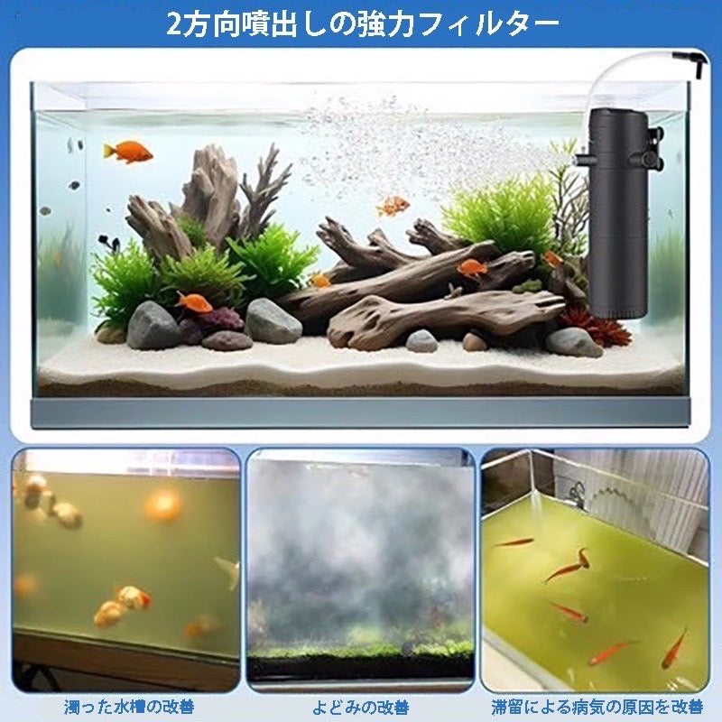 【プロ監修×よどみ無し2方向循環フィルター】 2方向水中フィルター